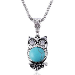 Bohemian Turquoise Owl Jewelry Set with Necklace & Bracelet