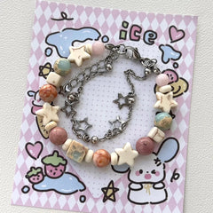 Cream Double Circle Star Bracelet