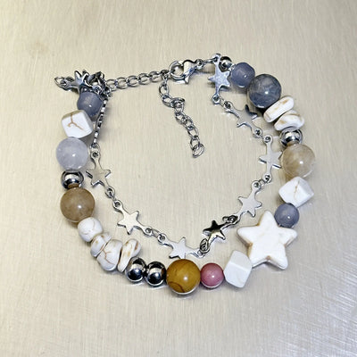 Cream Double Circle Star Bracelet