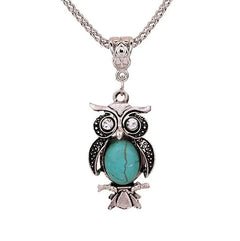 Bohemian Turquoise Owl Jewelry Set with Necklace & Bracelet